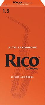 Rico Alto Saxophone Reeds, Strength 1.5, 25-pack (RI-RJA2515)
