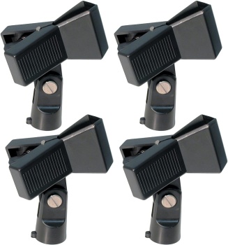 4-Pack Universal Adjustable Microphone Clips with Gold Brass inserts (PE-MH1-4)